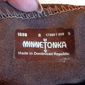 Minnetonka tall over the knee moccasins.  Chocolate brown .
